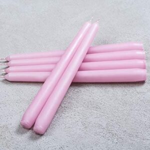 Set of 10 Dinner Taper Candles 10 Inch Unscented Tall Dripless Candlesticks Bulk for Wedding Restaurant Home Decoration Spa Church Smokeless Vegan - Pink