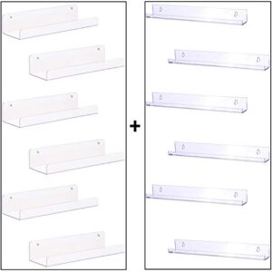 sooyee 6 pack 15 inch acrylic storage wall shelf 1.73″ wide & 5″ wide
