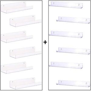 Sooyee 6 Pack 15 Inch Acrylic Storage Wall Shelf 1.73" Wide & 5" Wide