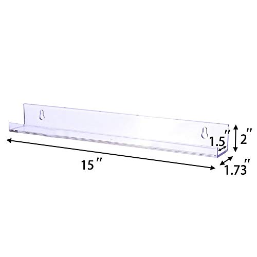 Sooyee 6 Pack 15 Inch Acrylic Storage Wall Shelf 1.73" Wide & 5" Wide