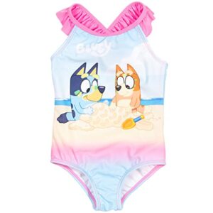 bluey & bingo toddler girls one-piece bathing suit pink/blue 4t