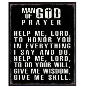 religious wall art & decor for men – christian catholic gifts for men, husband, him – inspirational spiritual motivational poster picture print sign – man of god prayer – office, man cave, church