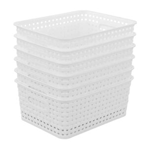 joyeen 6 pack woven basket, plastic small storage basket, white