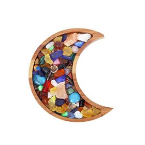 moon tray crystal holder for stones crystal display – display your crystals & healing stones – 10.23×5.13 inches wooden crescent moon tray for crystals – bowl for crystals stones