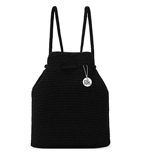 The Sak Crochet Craze Dylan Backpack, Large Lightweight Bag with Dual Straps, Black