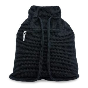 The Sak Crochet Craze Dylan Backpack, Large Lightweight Bag with Dual Straps, Black