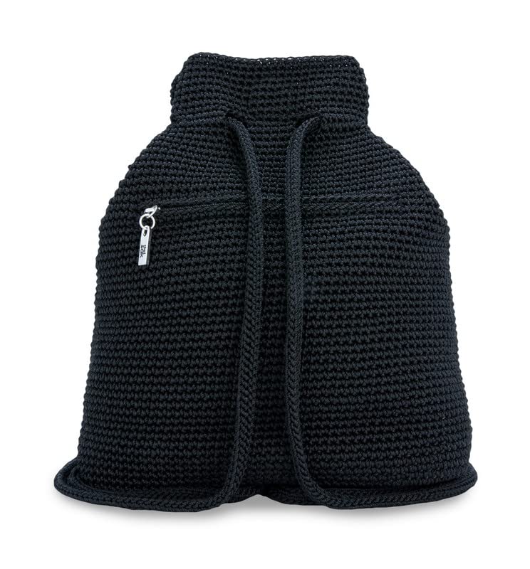 The Sak Crochet Craze Dylan Backpack, Large Lightweight Bag with Dual Straps, Black