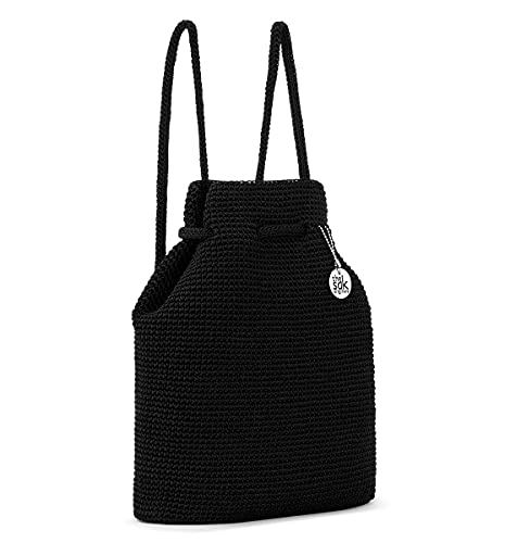 The Sak Crochet Craze Dylan Backpack, Large Lightweight Bag with Dual Straps, Black