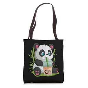 kawaii cute anime panda otaku japanese bubble boba tea gift tote bag