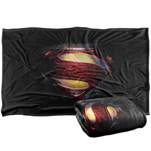 superman man of steel grungy shield silky touch super soft throw blanket 36″ x 58″,grungy shield