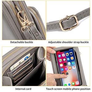 Touch Screen Crossbody Cellphone Purse, RFID Blocking Wallet Adjustable Straps Handbag PU Leather Shoulder Bag with Card Slots Multiple Zipper Closure for Women (Black)