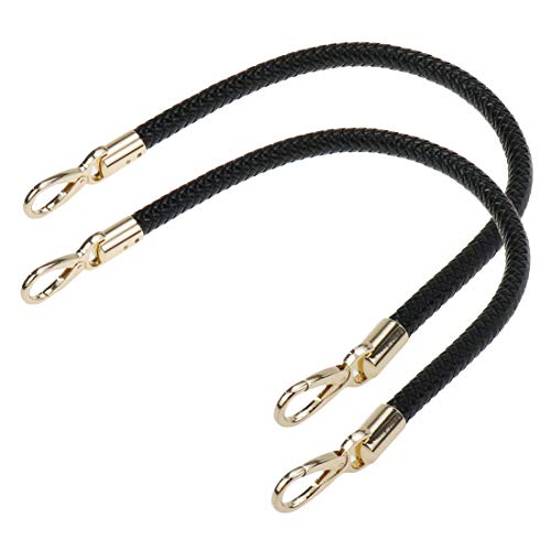 Semetall Handbags Replacement Straps 2Pcs 52cm/20.5" PU Leather Shoulder Bag Straps Handbag Handles Purse Belt Wallet Straps with Gold Spring Buckle(Black)