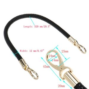 Semetall Handbags Replacement Straps 2Pcs 52cm/20.5" PU Leather Shoulder Bag Straps Handbag Handles Purse Belt Wallet Straps with Gold Spring Buckle(Black)