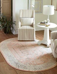 rugs.com aurelia collection rug – 4′ x 6′ oval rose medium-pile rug perfect for living rooms, large dining rooms, open floorplans