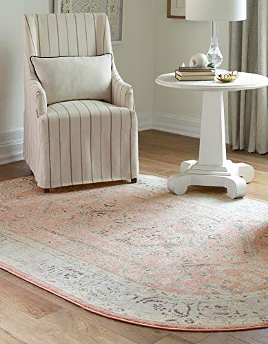 Rugs.com Aurelia Collection Rug – 4' x 6' Oval Rose Medium-Pile Rug Perfect for Living Rooms, Large Dining Rooms, Open Floorplans