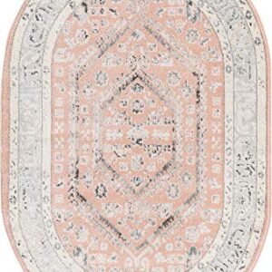 Rugs.com Aurelia Collection Rug – 4' x 6' Oval Rose Medium-Pile Rug Perfect for Living Rooms, Large Dining Rooms, Open Floorplans