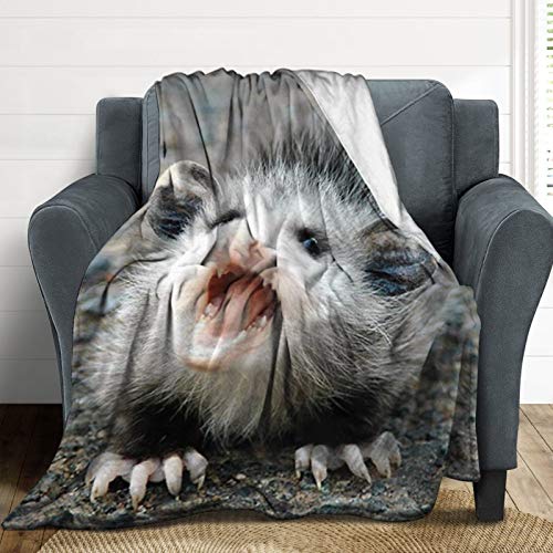 Flannel Fleece Throw Blanket Baby Possum Pattern Breathable Air-Conditioned Quilts for Camping Traveling Cozy Warm Bed Blanket for Women Men, 30 x 40 in