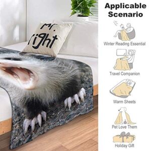 Flannel Fleece Throw Blanket Baby Possum Pattern Breathable Air-Conditioned Quilts for Camping Traveling Cozy Warm Bed Blanket for Women Men, 30 x 40 in