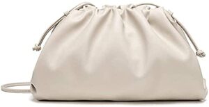 women’s ladies handbags casual vintage messenger bag ruffled small shoulder bag fashion shoulder bag retro (color : white-small)