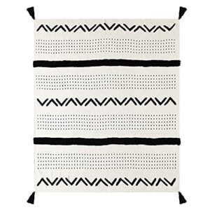 lr home modern boho tufted stripe cotton throw blanket