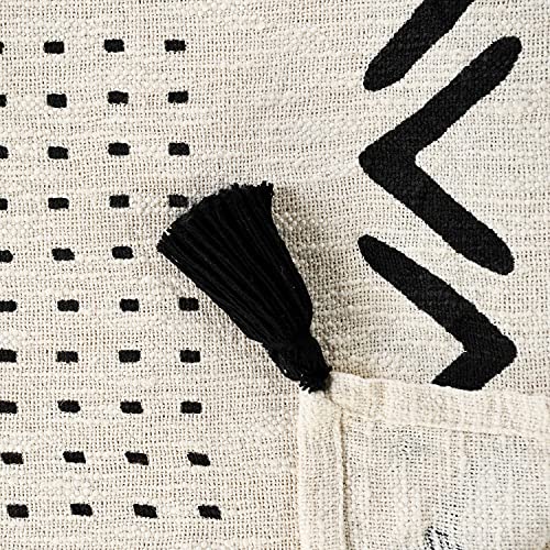 LR Home Modern Boho Tufted Stripe Cotton Throw Blanket