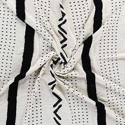 LR Home Modern Boho Tufted Stripe Cotton Throw Blanket