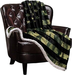 sherpa fleece blanket,camo american flag patriotic stars and stripes bed blanket soft cozy luxury blanket 40″x50″,fuzzy thick reversible warm fluffy plush microfiber throw blanket for couch bed sofa