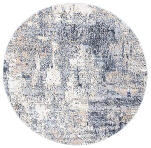 safavieh amelia collection 3′ round grey / gold ala777h modern abstract non-shedding dining room entryway foyer living room bedroom area rug