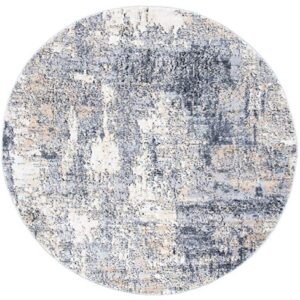 SAFAVIEH Amelia Collection 3' Round Grey / Gold ALA777H Modern Abstract Non-Shedding Dining Room Entryway Foyer Living Room Bedroom Area Rug