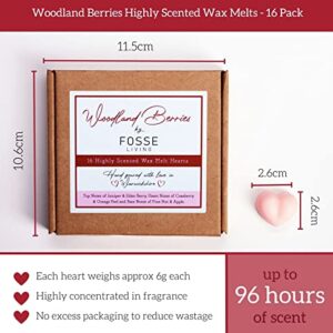 Woodland Berries Wax Melts 16 Pack | Strong Scented Heart Shaped Soy Melts | Up to 96Hr of Scent Per Box | Hand Poured in The UK | Vegan & Plastic Free Long Lasting Candle Alternative