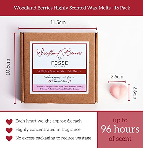 Woodland Berries Wax Melts 16 Pack | Strong Scented Heart Shaped Soy Melts | Up to 96Hr of Scent Per Box | Hand Poured in The UK | Vegan & Plastic Free Long Lasting Candle Alternative