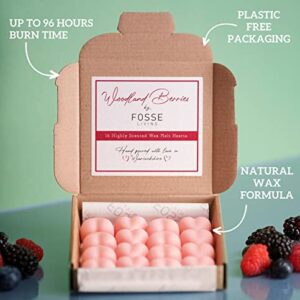 Woodland Berries Wax Melts 16 Pack | Strong Scented Heart Shaped Soy Melts | Up to 96Hr of Scent Per Box | Hand Poured in The UK | Vegan & Plastic Free Long Lasting Candle Alternative