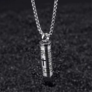 AnHeLin 2PCS Bullet Urn Necklace for Ashes, Cremation Necklack for Ashes, Urn Necklaces for Ashes for Women Men, Cremation Jewelry Locket Stainless Steel Keepsake Waterproof Memorial Pend, Black