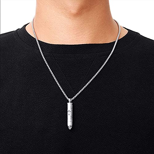 AnHeLin 2PCS Bullet Urn Necklace for Ashes, Cremation Necklack for Ashes, Urn Necklaces for Ashes for Women Men, Cremation Jewelry Locket Stainless Steel Keepsake Waterproof Memorial Pend, Black