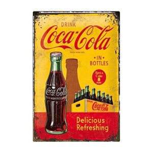 Yepzoer Coca Cola Metal Tin Sign Delicious Refreshing Vintage Poster,Decor Wall for Home Garage Bar Pub Kitchen Outdoor Retro Art Sign 8x12 Inch