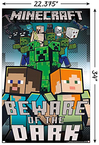 Trends International Minecraft-Beware of The Dark Wall Poster, 22.375" x 34", Unframed Version