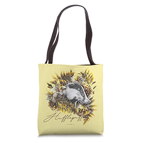 Harry Potter Hufflepuff Floral Badger Mascot Tote Bag