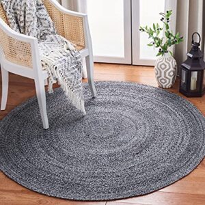 safavieh braided collection 3′ round charcoal brd851h handmade country cottage reversible area rug