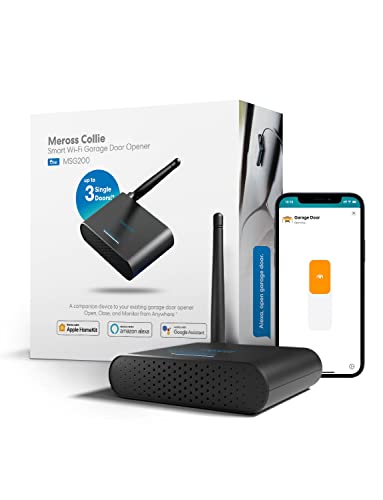 Smart Garage Door Opener Remote with External Antenna, Up to 3 Single Doors, Compatible with Apple HomeKit, Amazon Alexa, Google Assistant, SmartThings, App Control, No Hub Needed