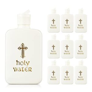 iskybob 10 pieces refillable holy water bottles 100ml/3.5oz gold cross plastic holy water container with screw lid christian easter party favor church supplies