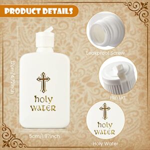 ISKYBOB 10 Pieces Refillable Holy Water Bottles 100ml/3.5oz Gold Cross Plastic Holy Water Container with Screw Lid Christian Easter Party Favor Church Supplies