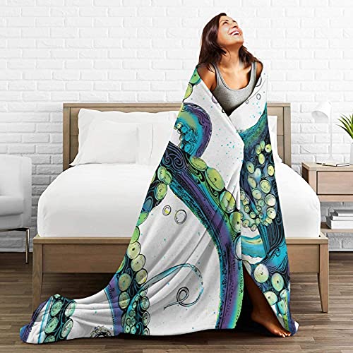 WQAOUD Colorful Fashion Octopus Flannel Fleece Blanket Lightweight Throw Blanket Warm Bed Blanket Ultra-Soft Cozy Microfiber Blanket，Couch and Plush House Warming Decor Gift Idea 50"x40"