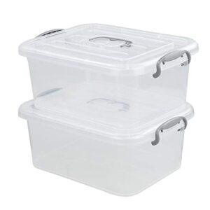 nesmilers 2 packs storage bin with lid, 8 liter plastic box set