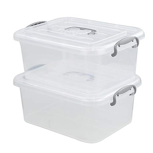 Nesmilers 2 Packs Storage Bin with Lid, 8 Liter Plastic Box Set