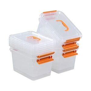 annkkyus 6-pack 5 liter small plastic boxes, clear storage bin with lid