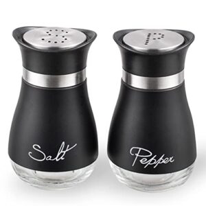 salt and pepper shakers, stainless steel and glass bottle, set of 2, black
