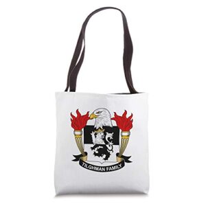 tilghman coat of arms – family crest tote bag