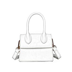 cute purse mini crossbody bags for women girls top handle clutch handbag (white)