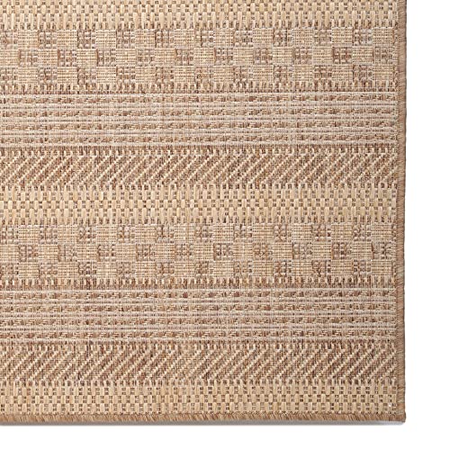 Sherloom Modern Indoor Outdoor Area Rugs 5x7 | Non-Shed - Non-Skid - Washable Rug Runner for Living Room, Dining, Entryway, Patio, Pool Deck | Menzis Collection | Natural, Neutral