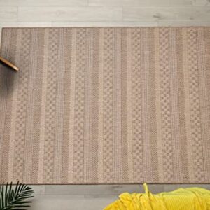 Sherloom Modern Indoor Outdoor Area Rugs 5x7 | Non-Shed - Non-Skid - Washable Rug Runner for Living Room, Dining, Entryway, Patio, Pool Deck | Menzis Collection | Natural, Neutral